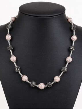 Pink Howlite Crystal Bead Necklace Contemporary NWT
